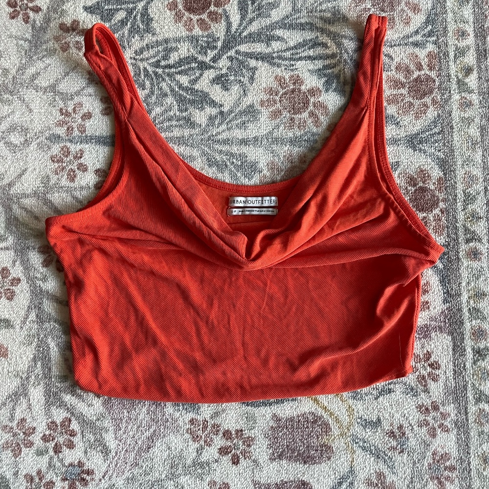 Urban Outfitters Coral Cowl Neck Crop Top, Size Small